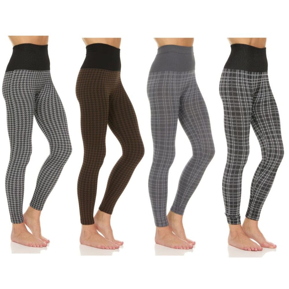 4-Pack: Women's Printed High-Waist Fleece Leggings Women's Bottoms - DailySale