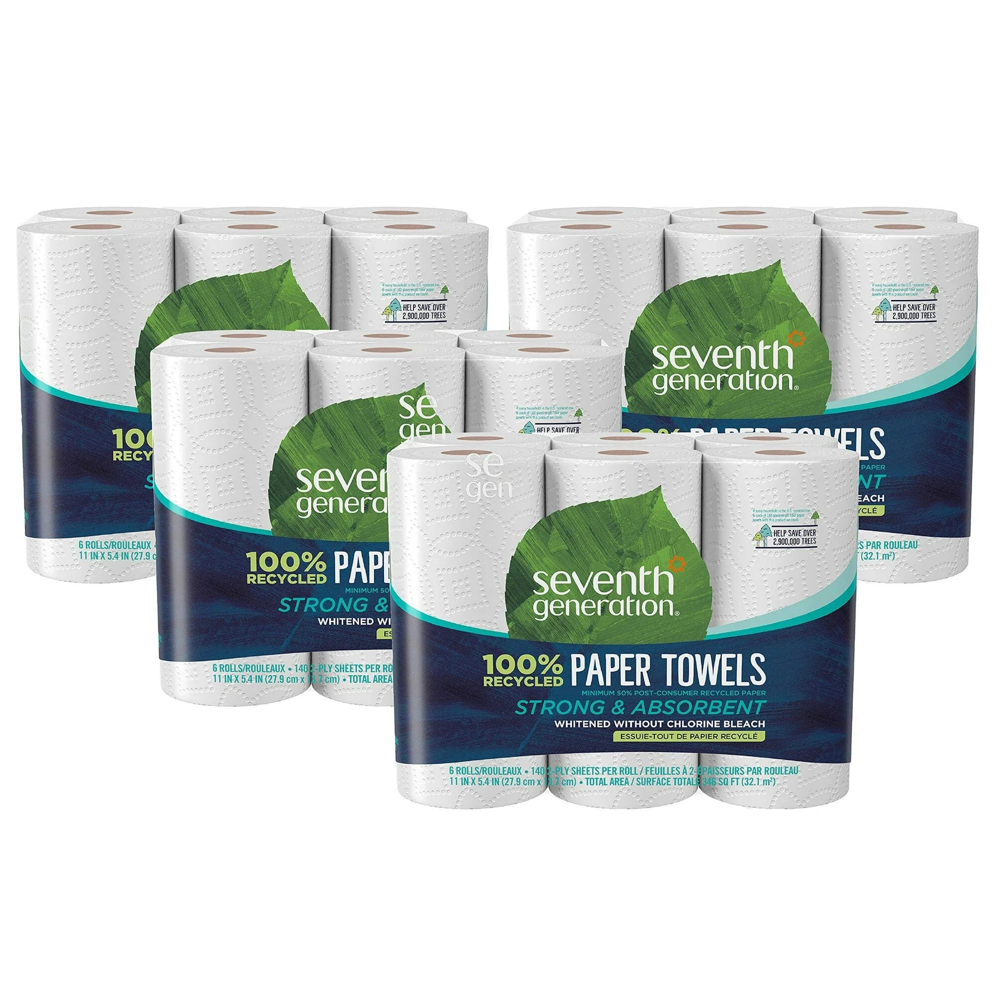 4-Packs: 2-Ply 6-Count Seventh Generation 100% Recycled Paper Towels Beauty & Personal Care - DailySale