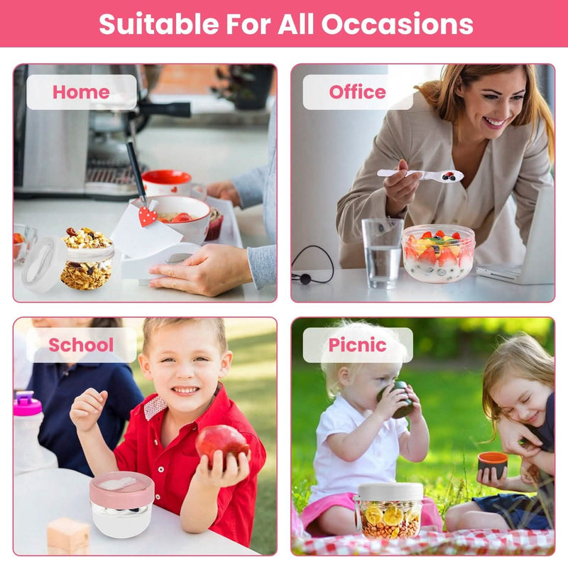 4-Piece: 20 Oz Oat Containers with Lids and Folding Spoons Kitchen Storage - DailySale