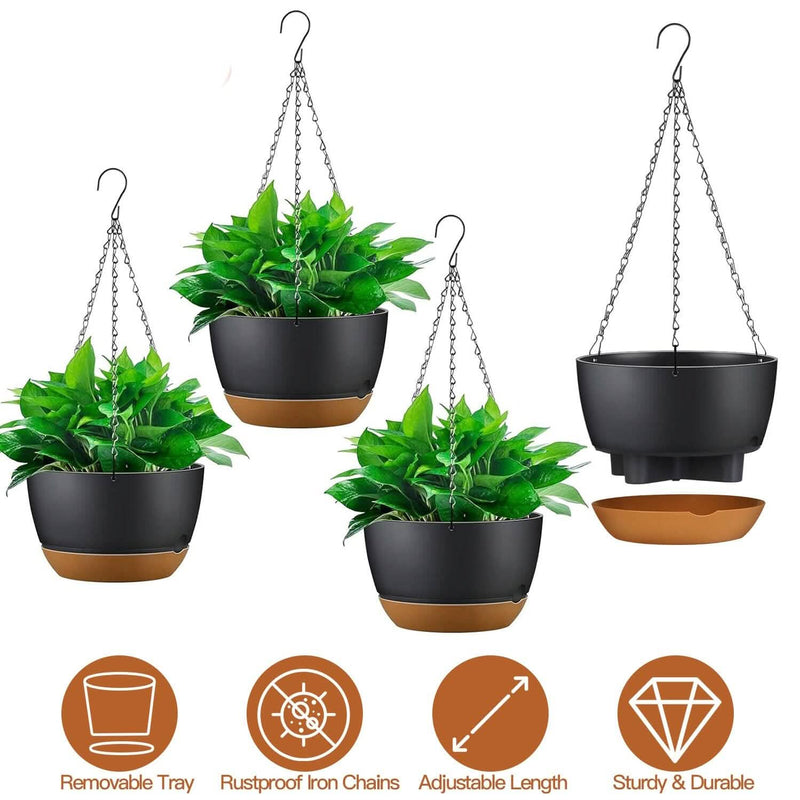 4-Piece: 9.64" Diameter Hanging Planter with Drainage Holes Garden & Patio - DailySale