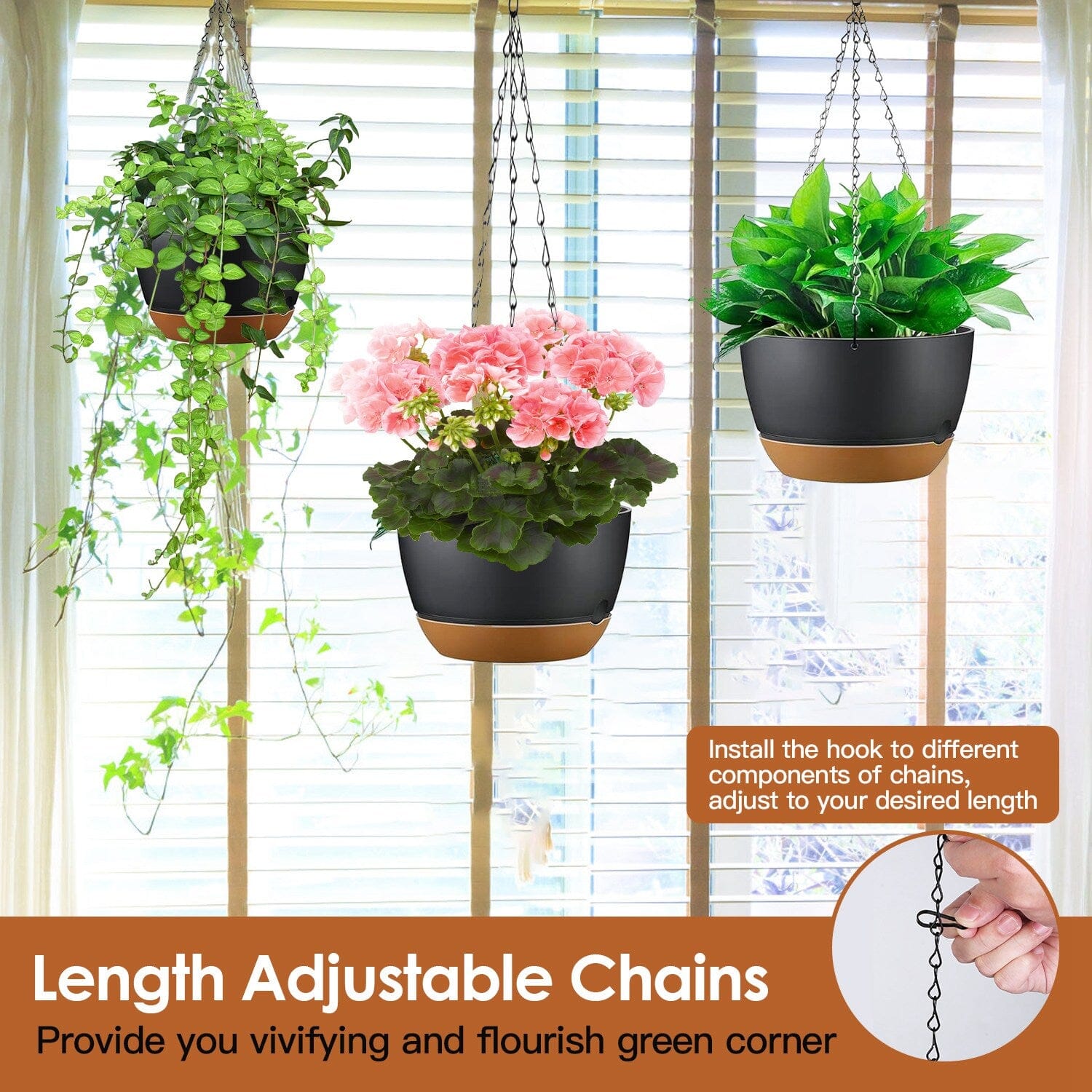 4-Piece: 9.64" Diameter Hanging Planter with Drainage Holes Garden & Patio - DailySale