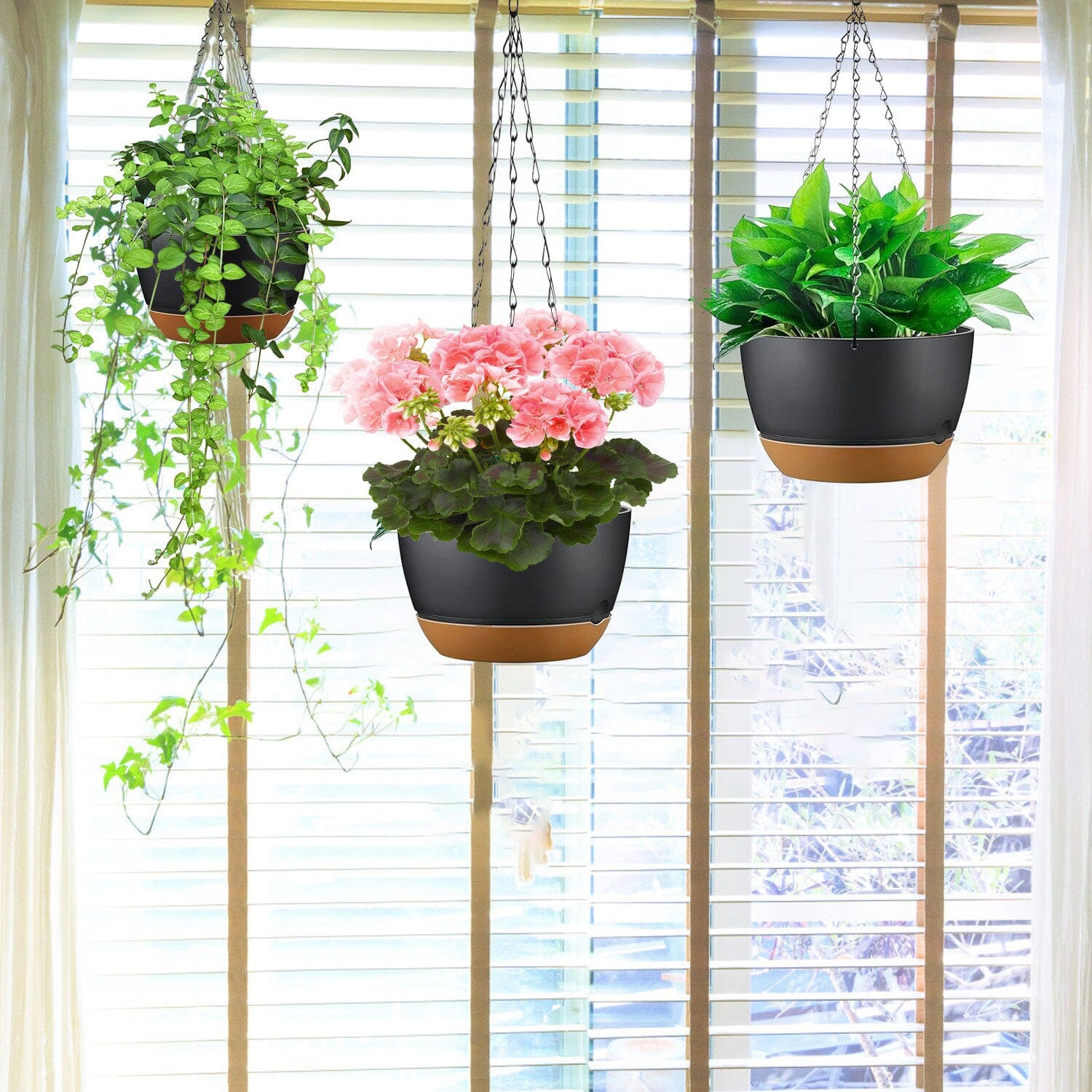 4-Piece: 9.64" Diameter Hanging Planter with Drainage Holes Garden & Patio - DailySale