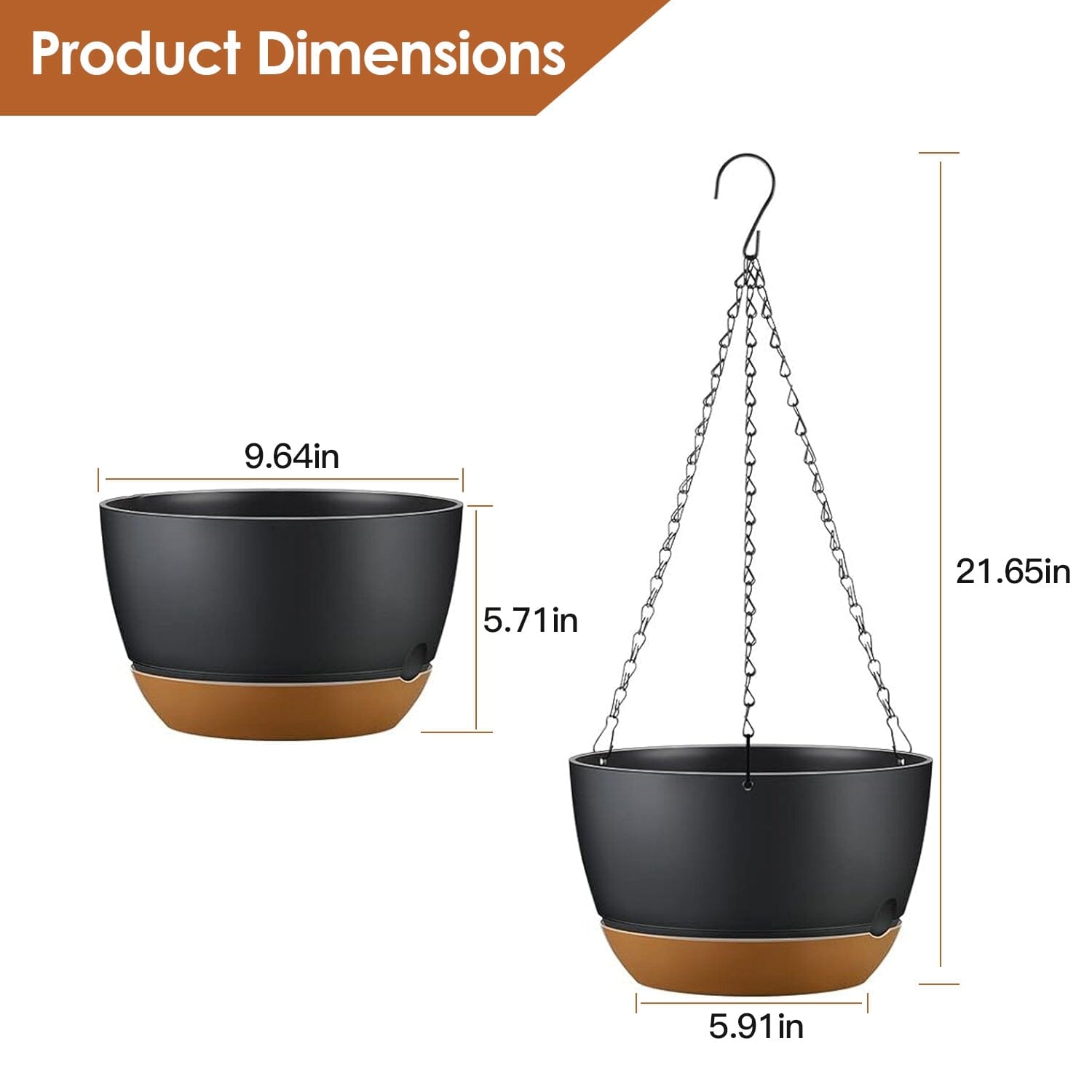 4-Piece: 9.64" Diameter Hanging Planter with Drainage Holes Garden & Patio - DailySale