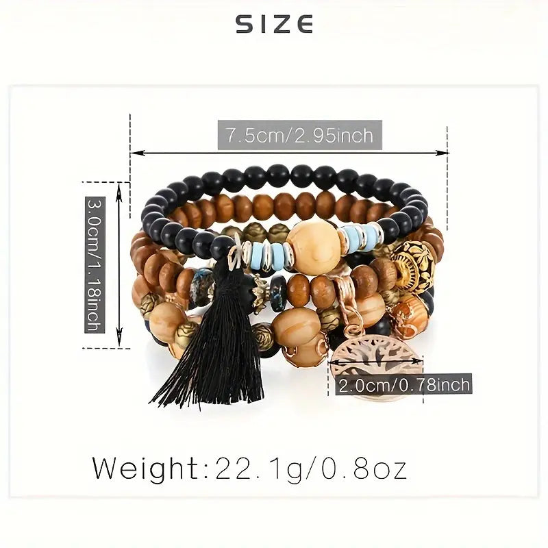 4-Piece Set: Creative Bohemian Bracelet, Layered Beaded Stretchable Bracelet Bracelets - DailySale