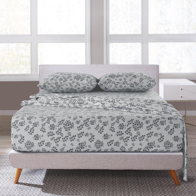 4-Piece Set: Floral Sheets Set Hypoallergenic Microfiber Ultra Soft Bed Sheets