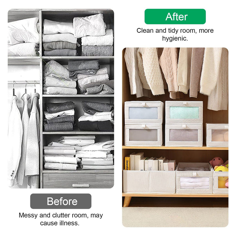 4-Pieces: Foldable Linen Clothing Storage Bin with Visible Clear Window Closet & Storage - DailySale