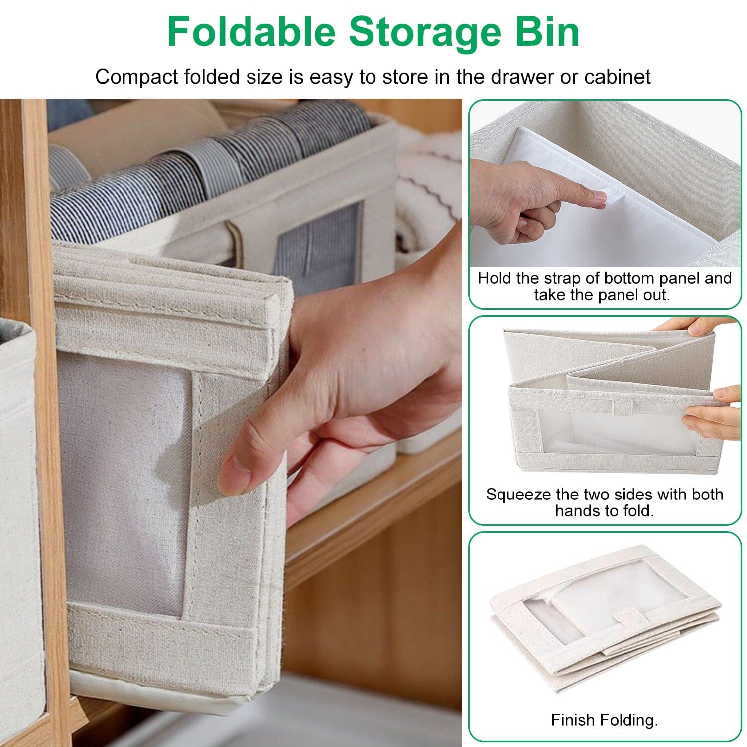 4-Pieces: Foldable Linen Clothing Storage Bin with Visible Clear Window Closet & Storage - DailySale