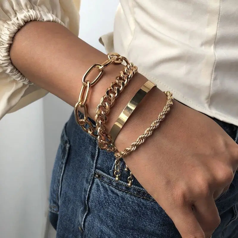 4-Pieces Set: Unique Accessories Including A Hip-hop Cuban Bracelet Bracelets - DailySale