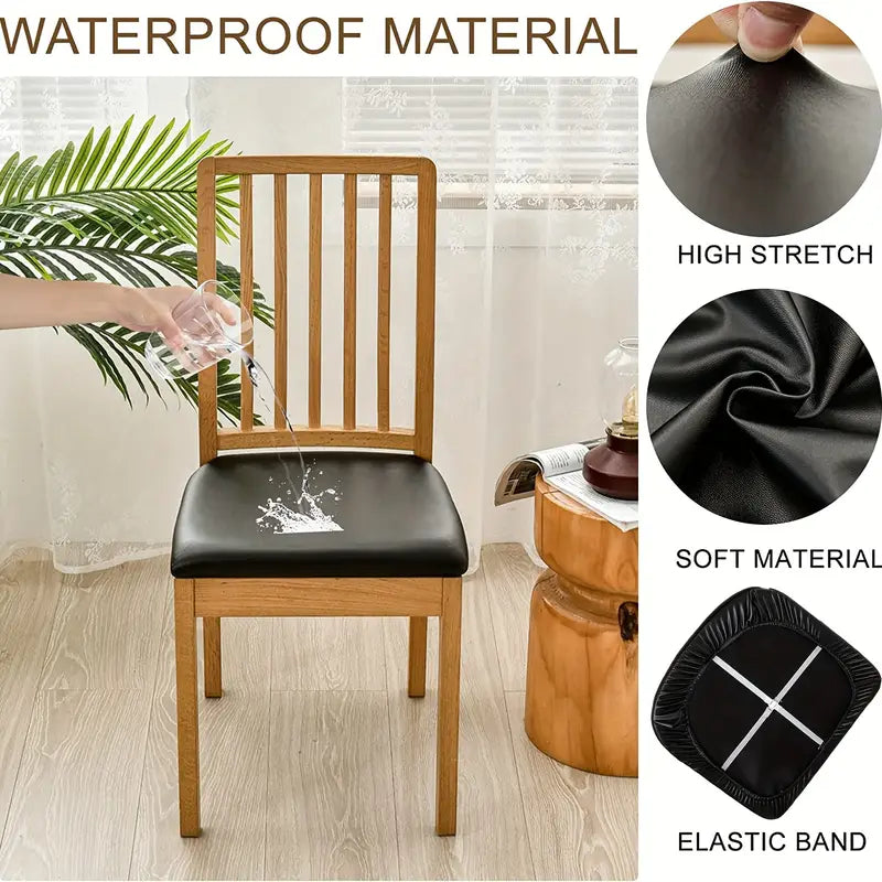 4-Pieces: Waterproof Removable Upholstered Leather Dining Chair Slipcovers Furniture & Decor - DailySale