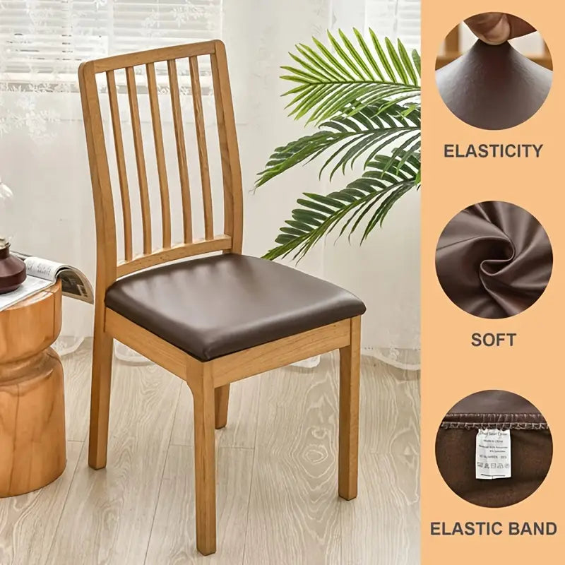 4-Pieces: Waterproof Removable Upholstered Leather Dining Chair Slipcovers Furniture & Decor - DailySale