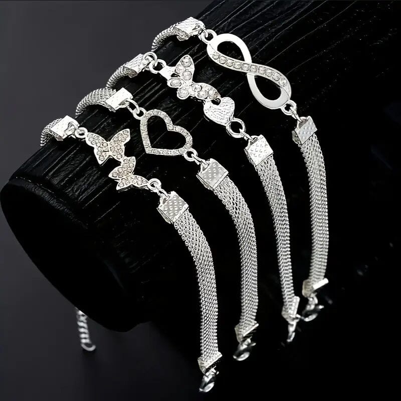 4-Pieces: Wide Edge Chain Anklets Set Bracelets - DailySale