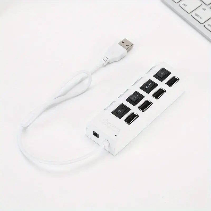 4-Port USB Switch Universal Hub Batteries & Power Accessories White - DailySale