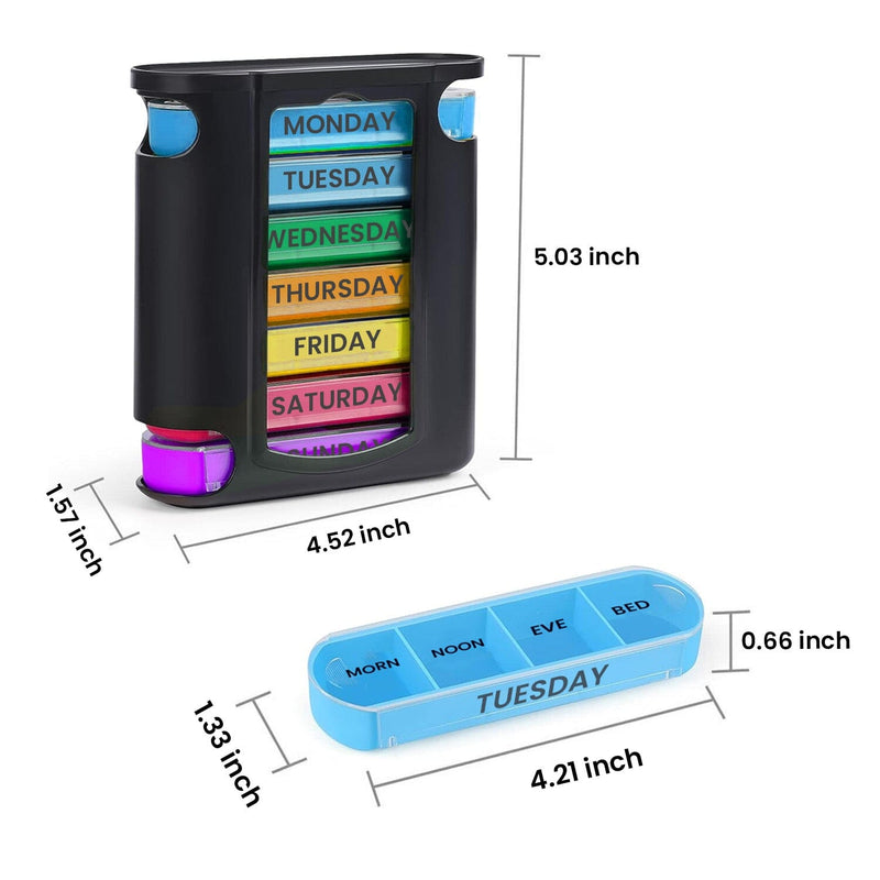 4 Times A Day, Black 7 Day Stackable Daily Pill And Medicine Organizer Wellness - DailySale