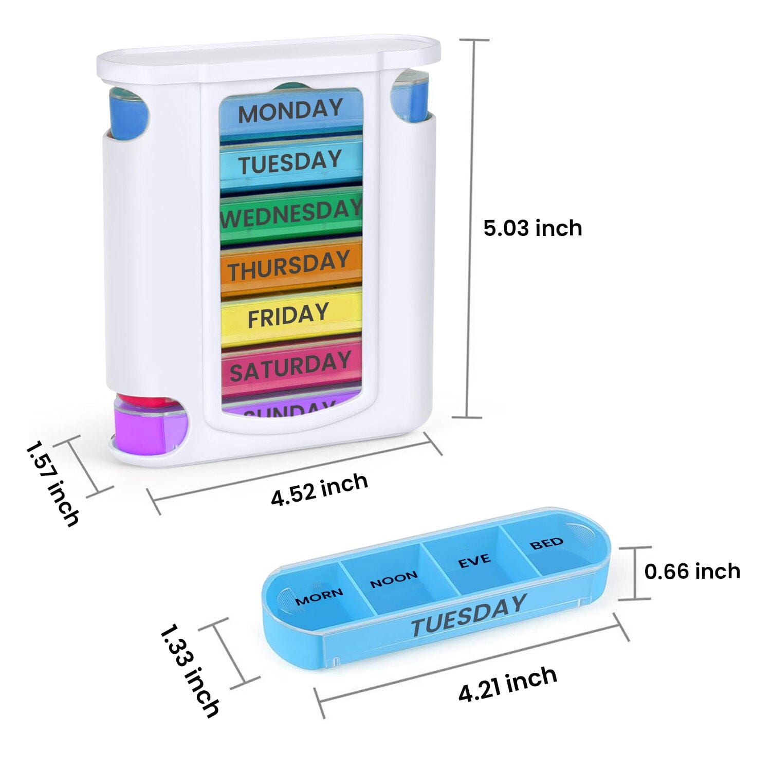 4 Times A Day, White 7 Day Stackable Daily Pill And Medicine Organizer White Wellness - DailySale