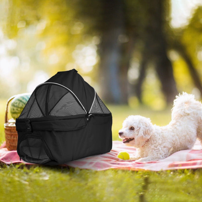 4 Wheels Pet Stroller Foldable with Removable Liner Storage Basket Pet Supplies - DailySale