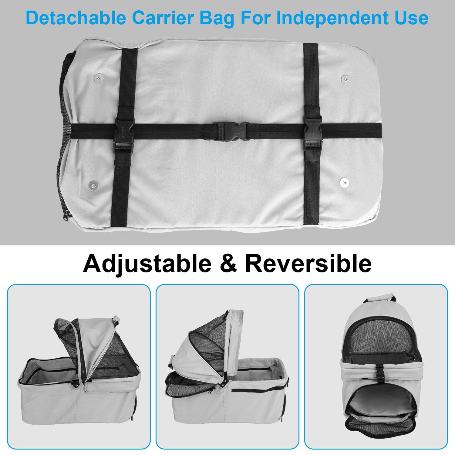 4 Wheels Pet Stroller Foldable with Removable Liner Storage Basket Pet Supplies - DailySale