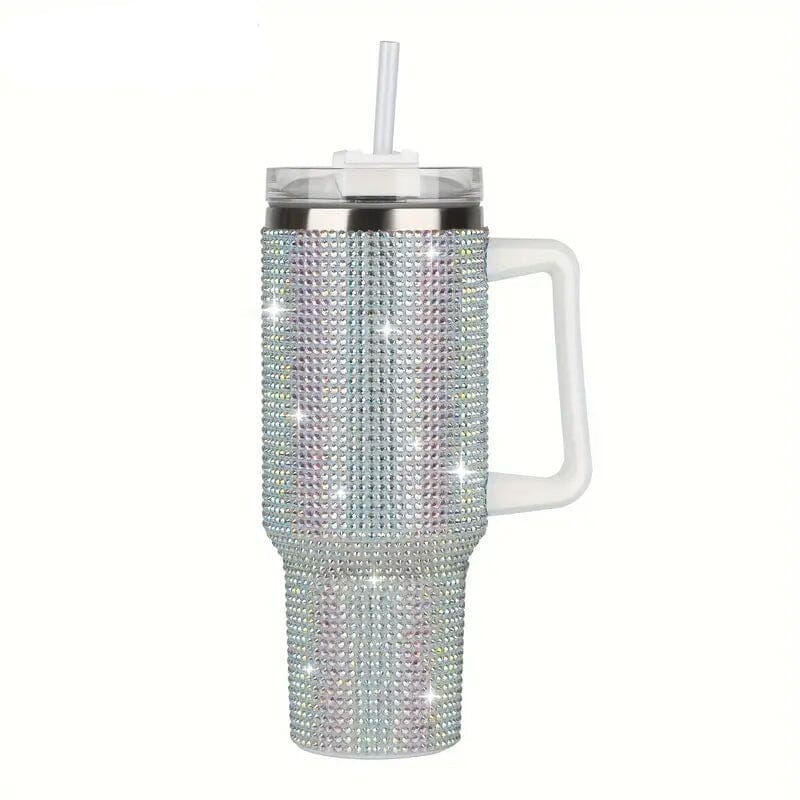 40 Oz Super Sparkly Rhinestone Bling Tumbler Sports & Outdoors Silver - DailySale