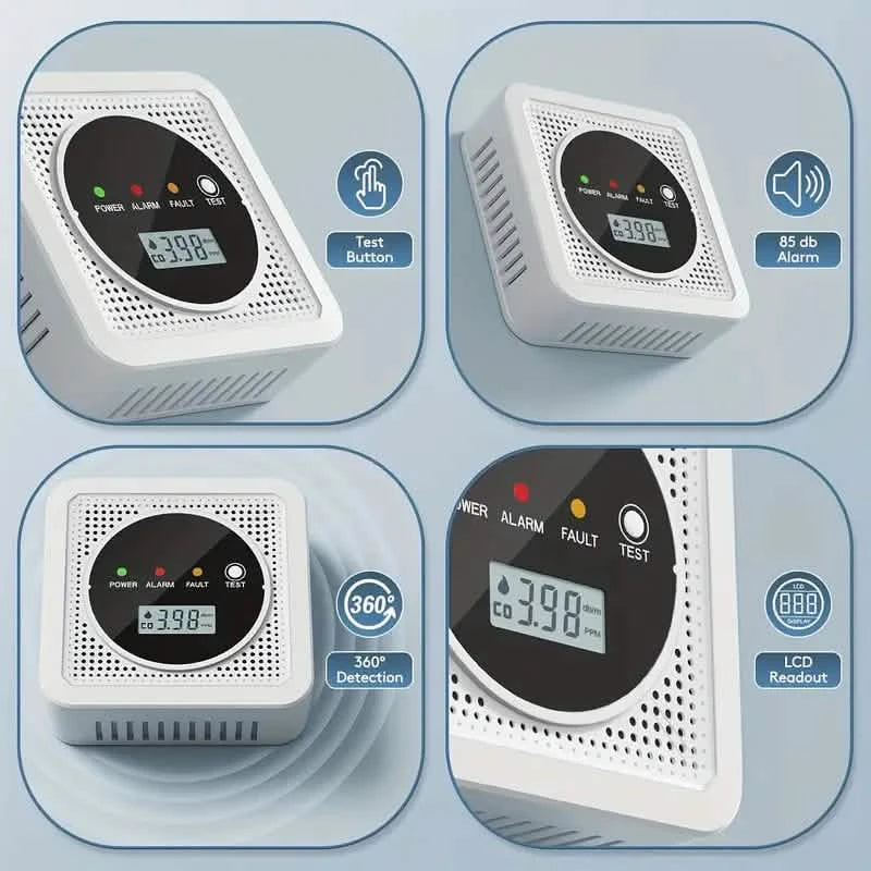 Dual Sensor Smoke & Carbon Monoxide Detector Alarm with LCD Display