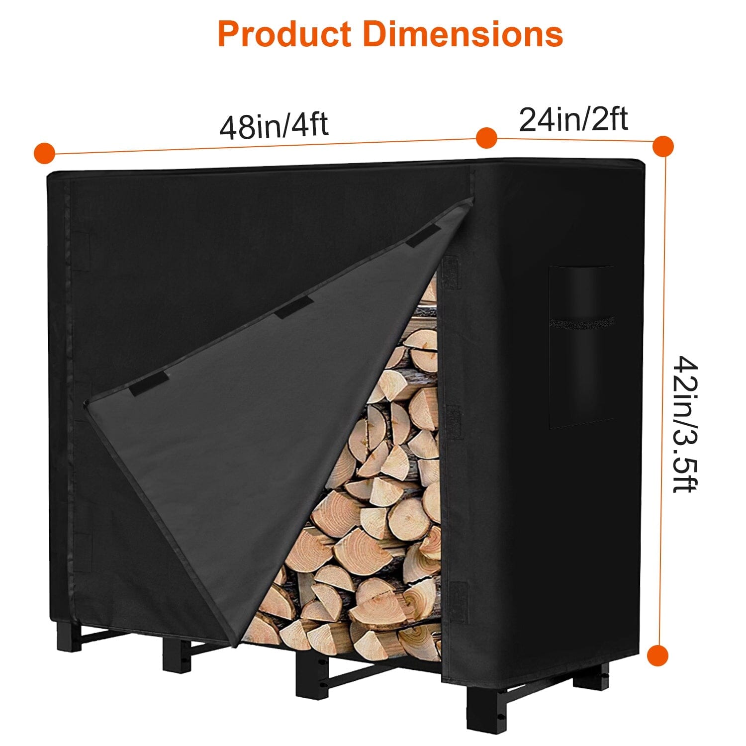 420D Oxford Fabric Firewood Rectangular Log Rack Cover Garden & Patio - DailySale