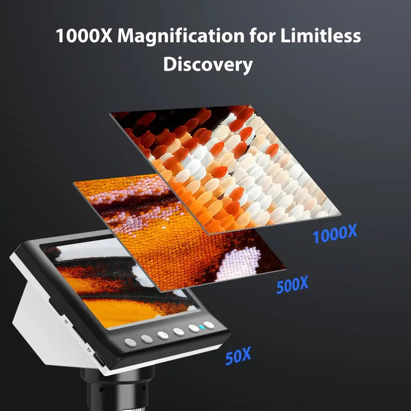 4.3'' IPS LCD Digital Microscope 1000X Magnification Microscope Cameras & Drones - DailySale