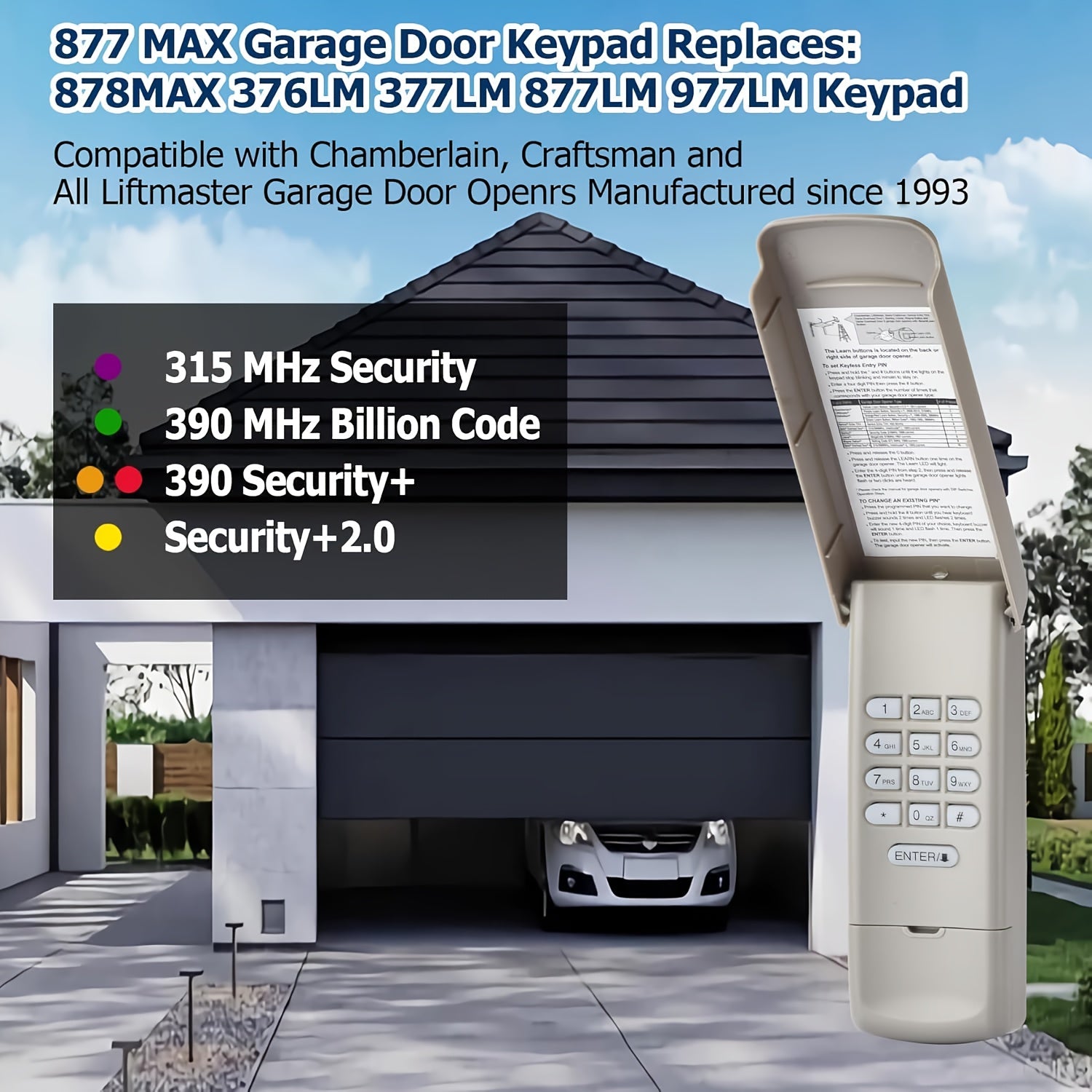 Garage Door Opener Remote – Wireless Keyless Replacement