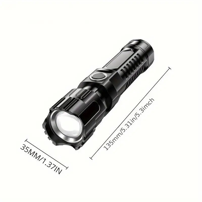 Super Bright Flashlight, USB Rechargeable Telescopic Zoom Wide Beam