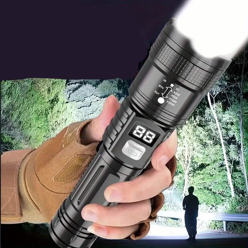 Ultra-Bright Tactical LED Flashlight – 3 Modes, USB Rechargeable, 600 Lumen, Outdoor, Hiking & Camping