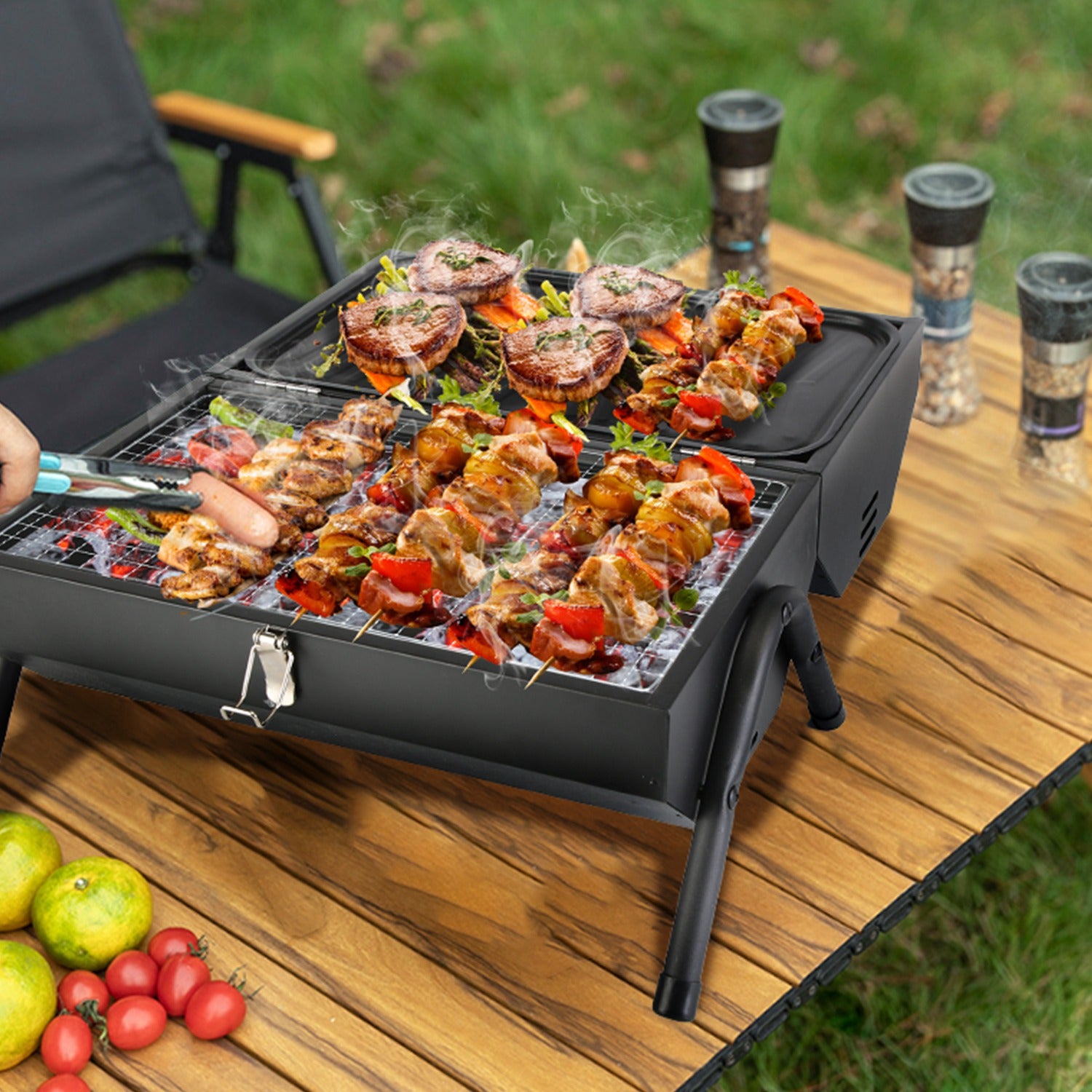 Portable Charcoal Two Sides Folding BBQ Grill