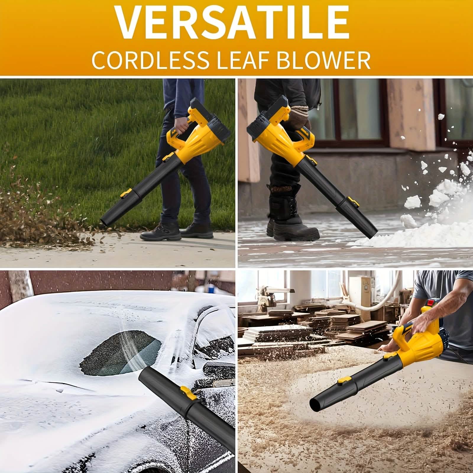 Powerful Cordless Leaf Blower – Yellow (1 Battery & Charger)