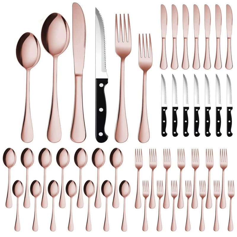 48-Piece: Stainless Steel Silverware Cutlery Set Wine & Dining Rose Gold - DailySale