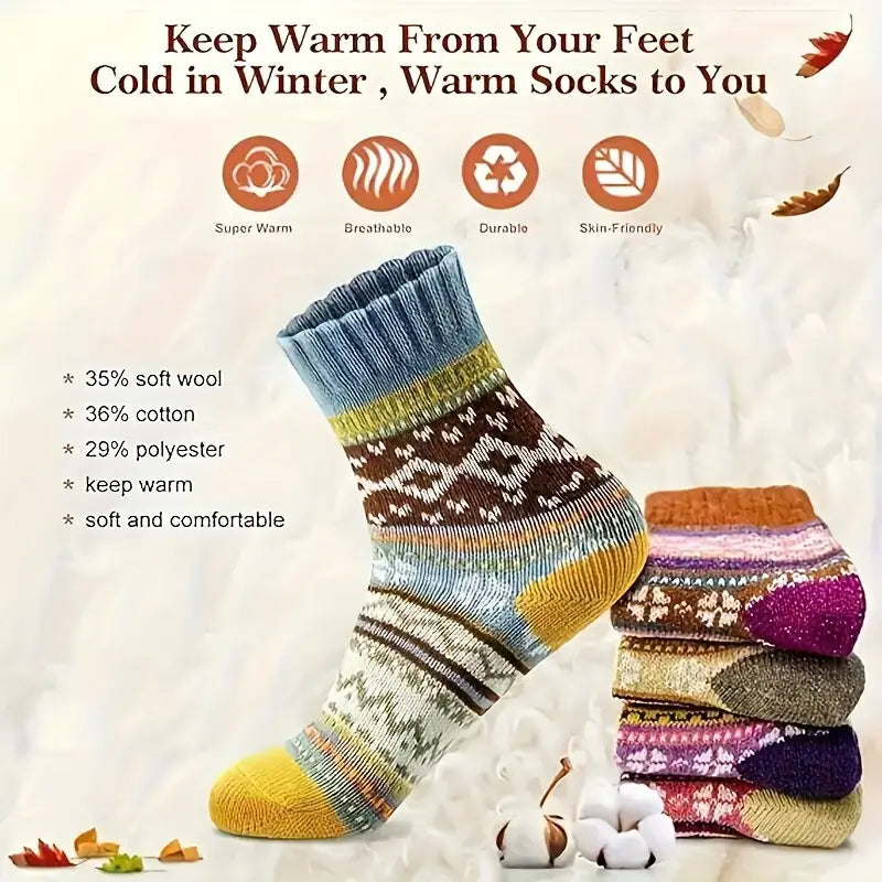 5-Pairs: Women's Comfortable and Warm Crew Socks