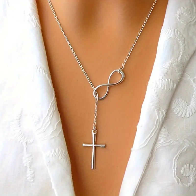 Chic Vintage-Inspired Infinity Cross Pendant Necklace