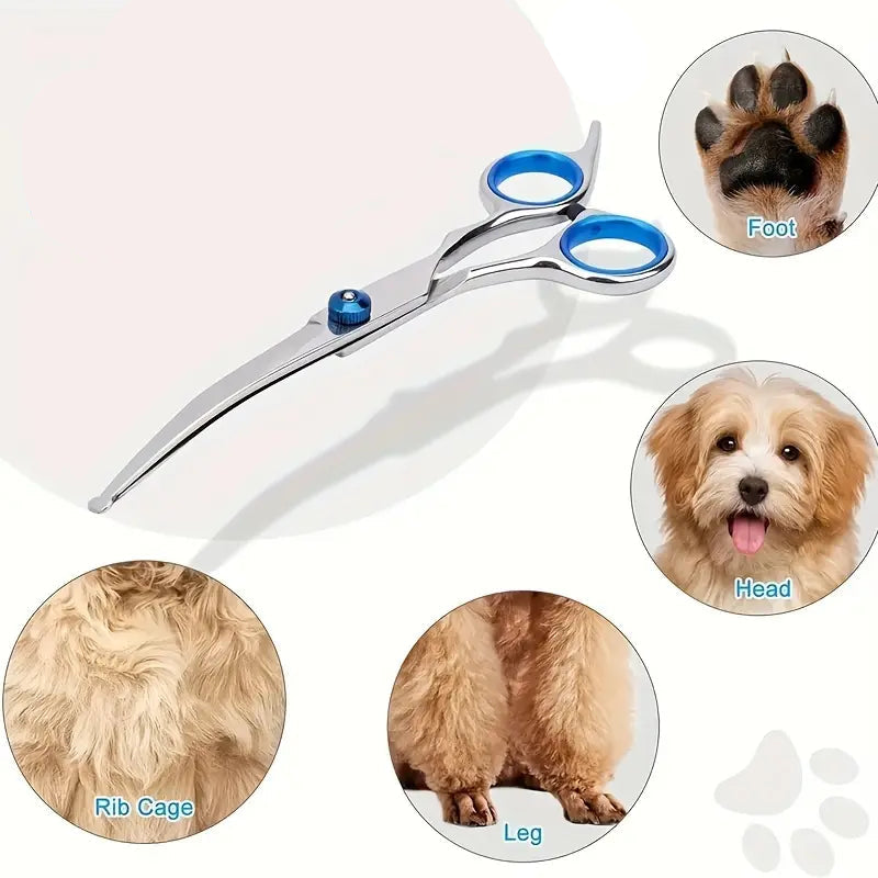 Premium Stainless Steel Grooming Scissors Set for Pet with Safety Round Tip