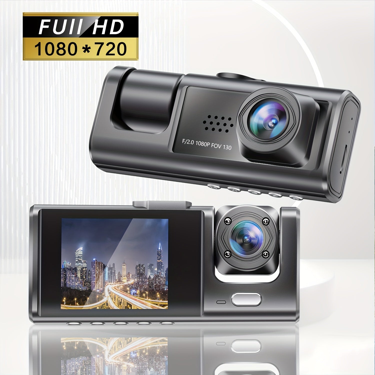 HD 1080P Car Dual Camera with IR Night Vision Loop Recording 2" IPS Screen