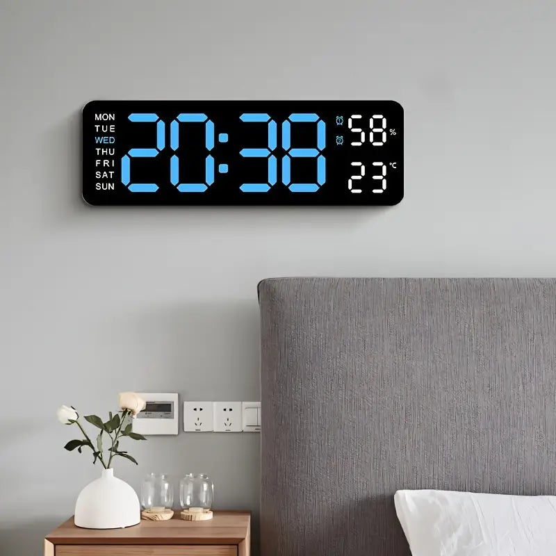 Luminous Large Screen LED Alarm Clock - Displays Week, Temperature, Humidity, and Timer