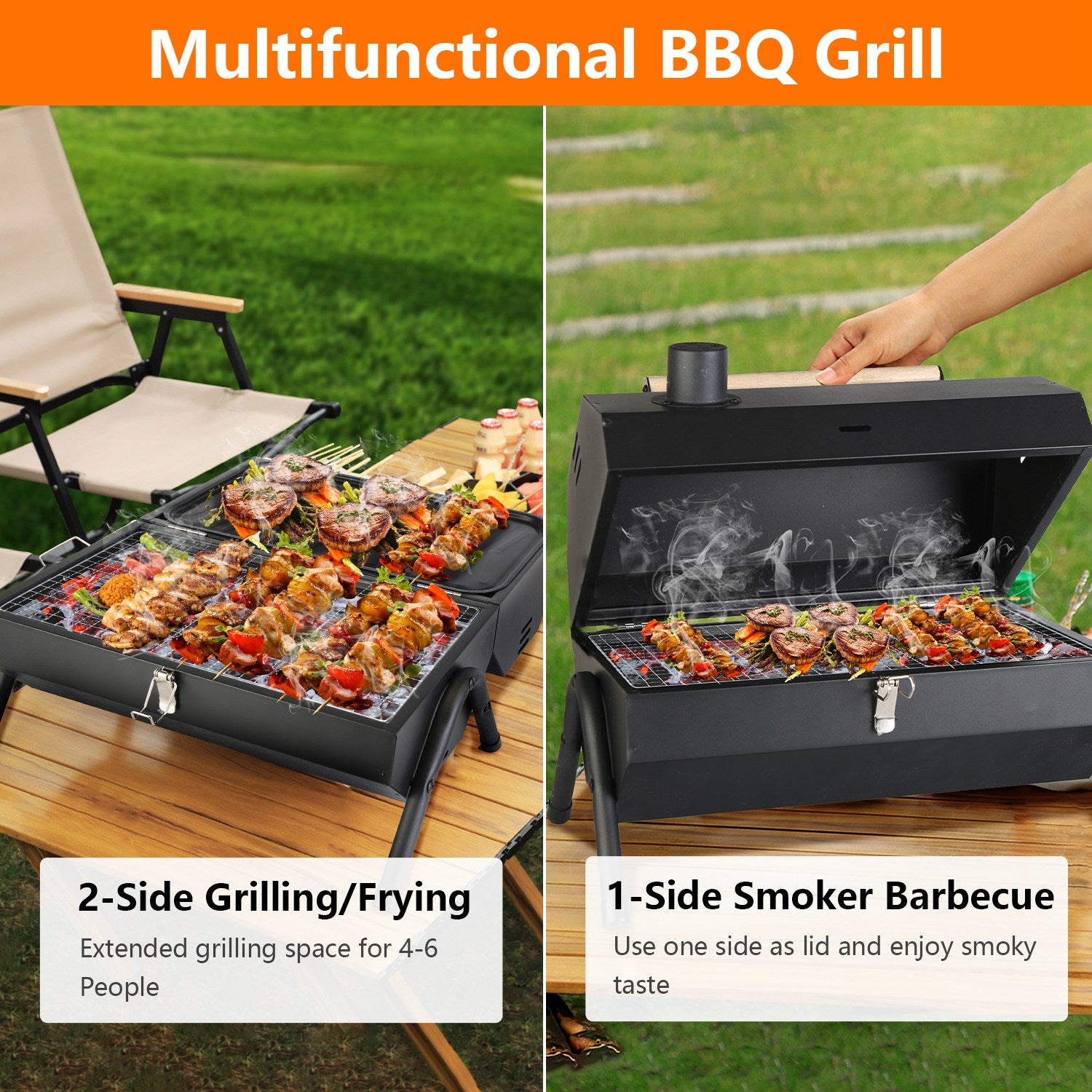 Portable Charcoal Two Sides Folding BBQ Grill