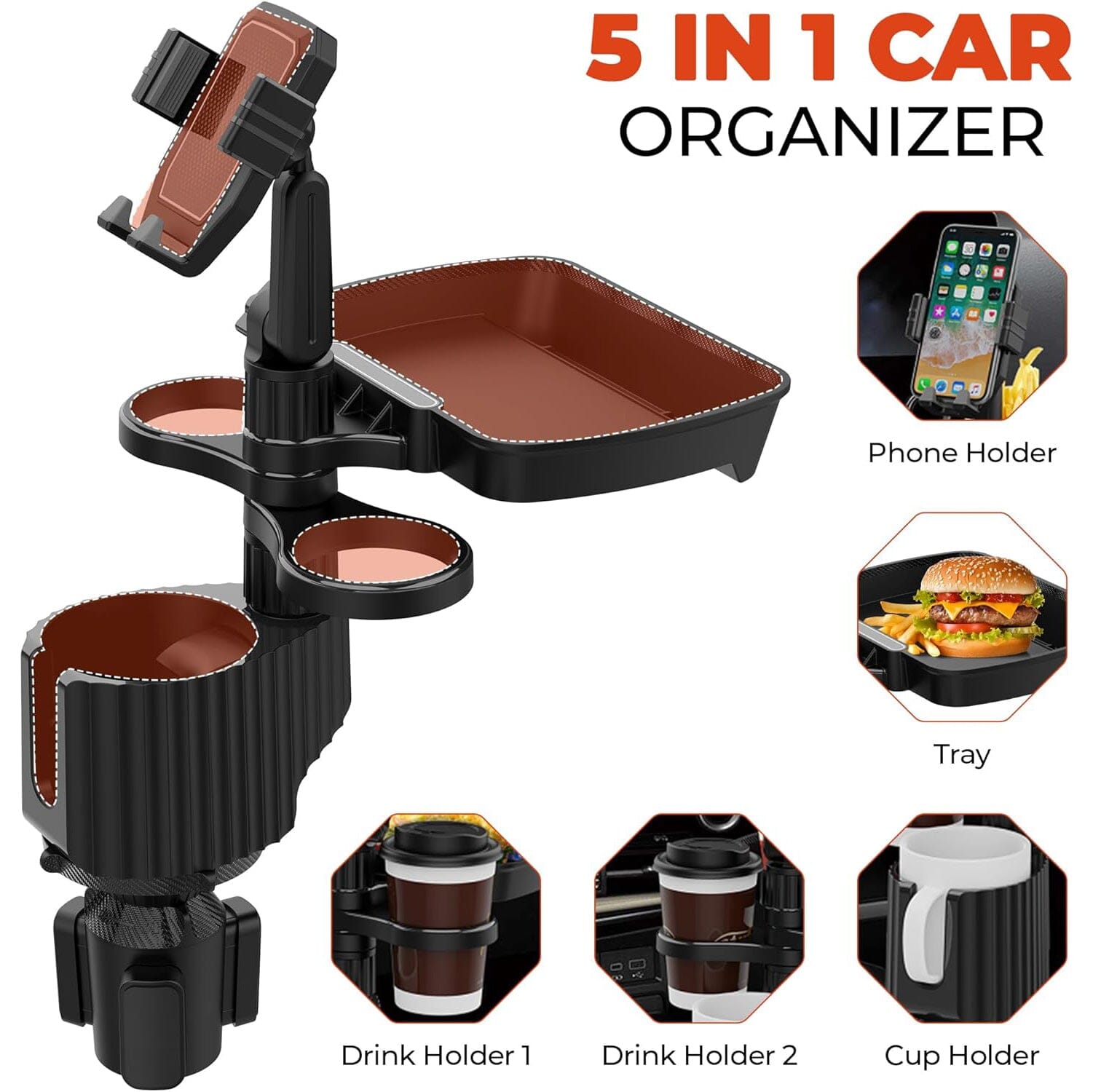 5-in-1 Car Organizer & Cup Holder Automotive - DailySale