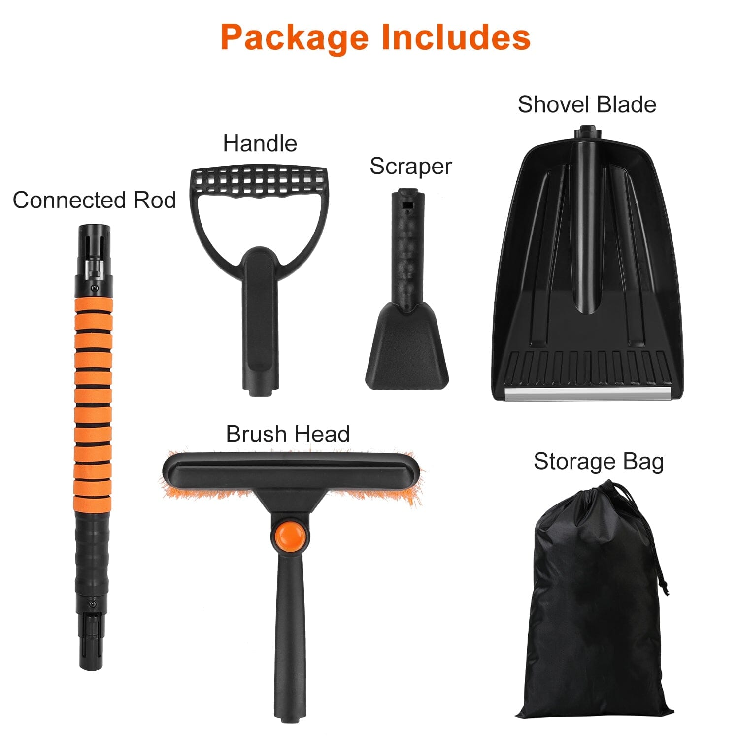 5-in-1 Detachable 180° Adjustable Ice Scraper Snow Shovel Sports & Outdoors - DailySale