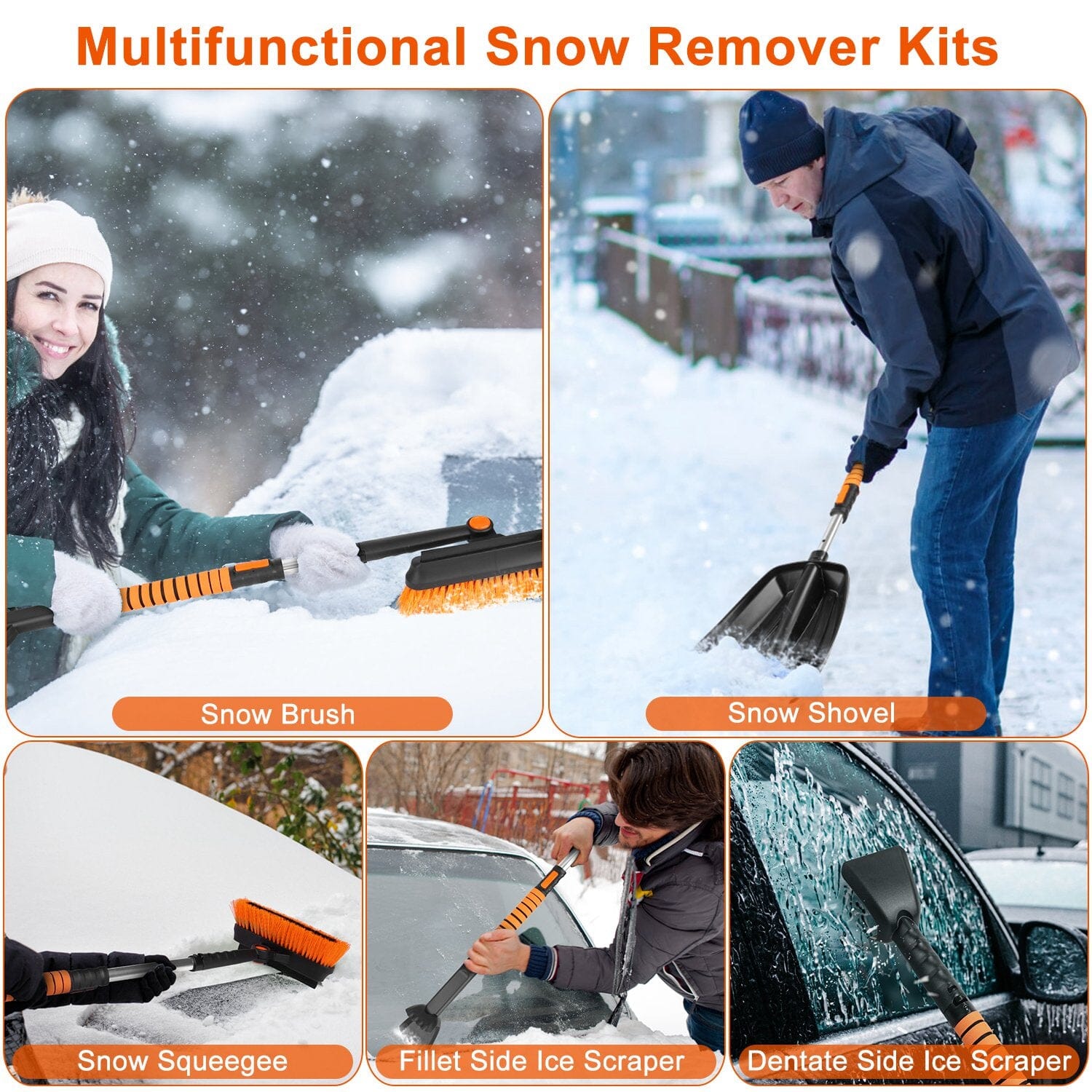 5-in-1 Detachable 180° Adjustable Ice Scraper Snow Shovel Sports & Outdoors - DailySale