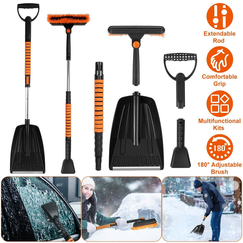 5-in-1 Detachable 180° Adjustable Ice Scraper Snow Shovel Sports & Outdoors - DailySale