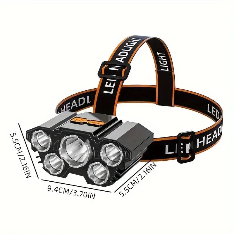 5 LED Headlamp High Lumens Super Bright Outdoor Headlight Sports & Outdoors - DailySale