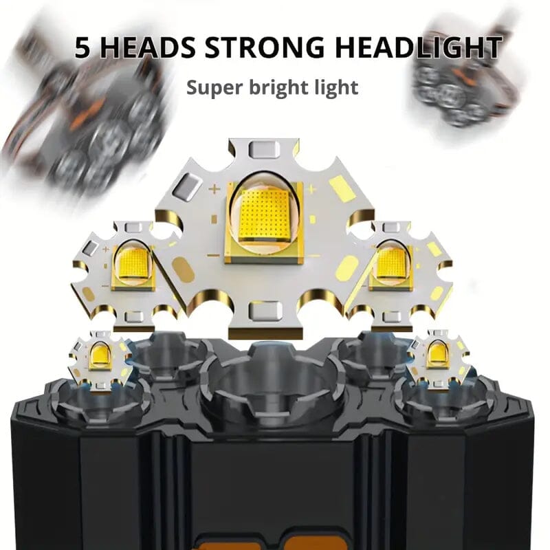 5 LED Headlamp High Lumens Super Bright Outdoor Headlight Sports & Outdoors - DailySale