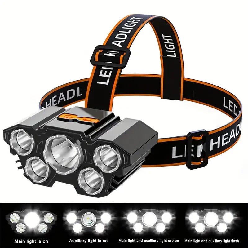 5 LED Headlamp High Lumens Super Bright Outdoor Headlight Sports & Outdoors - DailySale