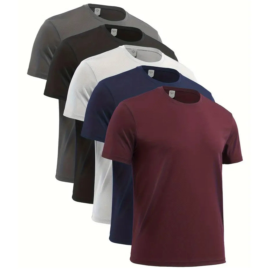 5-Pack: Quick Dry Men's T-Shirts Sport Short Sleeve Men's Tops - DailySale