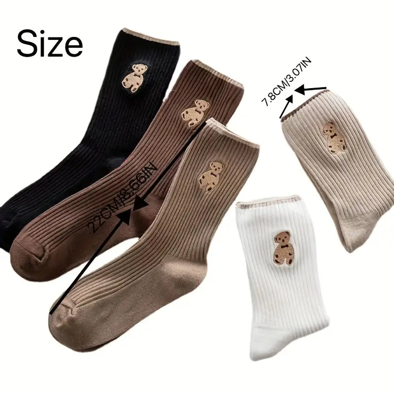 5-Pairs: Bear Embroidery Low Cut Ankle Socks Women's Shoes & Accessories - DailySale