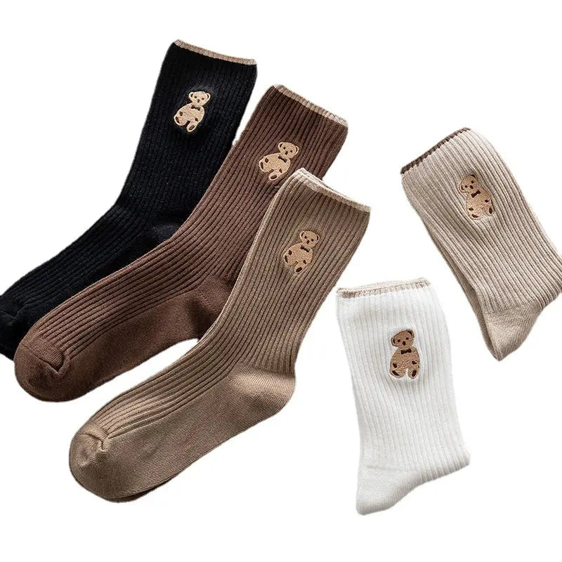 5-Pairs: Bear Embroidery Low Cut Ankle Socks Women's Shoes & Accessories - DailySale