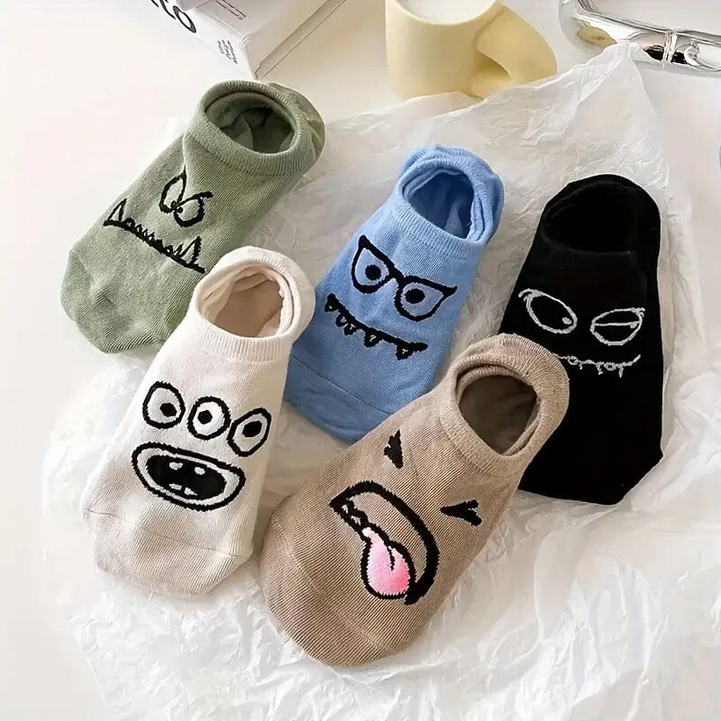 5-Pairs: Cartoon Print Low Cut Ankle Socks Women's Shoes & Accessories - DailySale