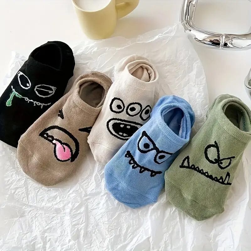 5-Pairs: Cartoon Print Low Cut Ankle Socks Women's Shoes & Accessories - DailySale