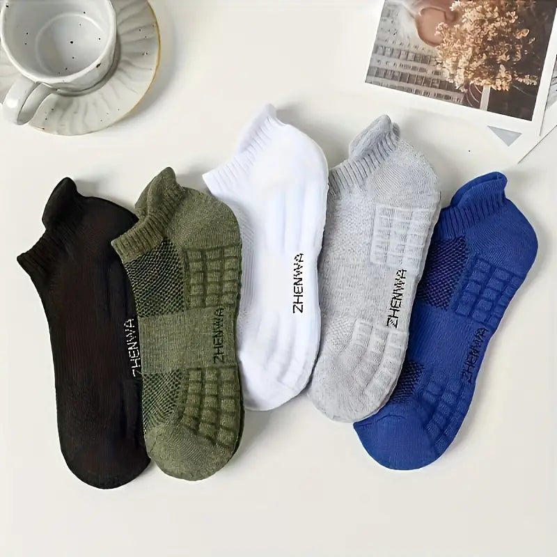 5-Pairs: Casual Ankle Boat Socks With Towel Bottom Men's Shoes & Accessories - DailySale