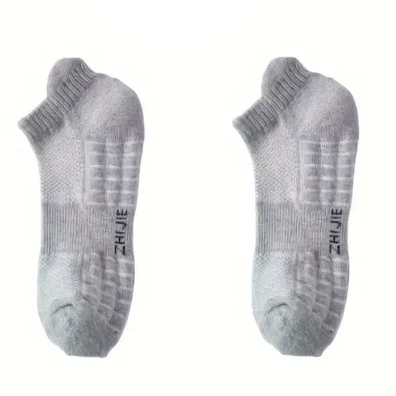 5-Pairs: Casual Ankle Boat Socks With Towel Bottom Men's Shoes & Accessories Gray - DailySale